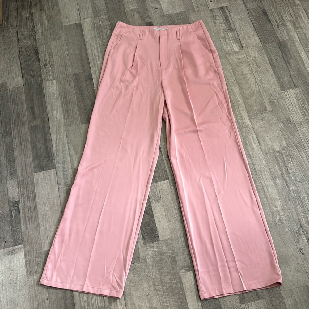 Blue Sol Womens Solid Pleated Front Trousers.  Size 10. Pink